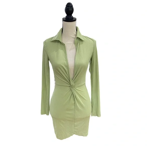 Deep V Twist Mini Dress - Picture 1 of 2